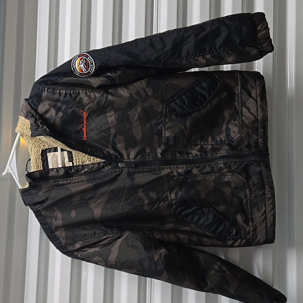 Original Weatherproof Vintage Jacket Youth Medium 10-12 Boys Zip Up Camo Coat
